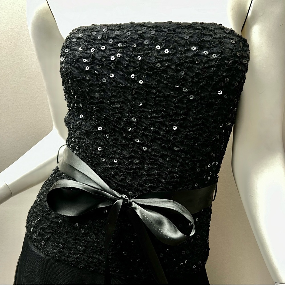 Cache Black Belted Dress With Sequins Size S - image 2